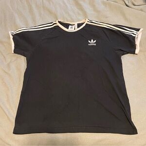 Adidas Black T-Shirt with White Stripes